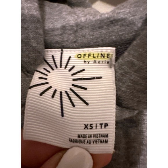 NWT Offline by Aerie Coffee Run Cropped Hoodie Quilted‎ Gray XS - Picture 10 of 13